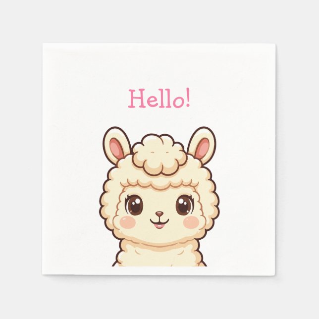 Serviette En Papier Conception d'illustration de lama mignon (Devant)