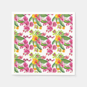Serviette En Papier Conception d'orchidées à l'aquarelle 18