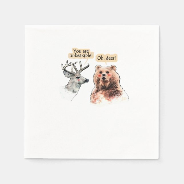 Serviette En Papier Conception drôle de faune ours et cerf en conversa (Devant)