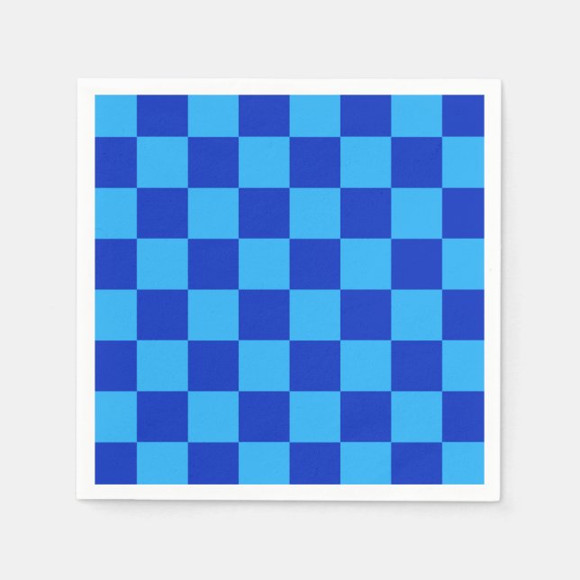Serviette En Papier Conception du vérificateur bleu clair et foncé (Devant)
