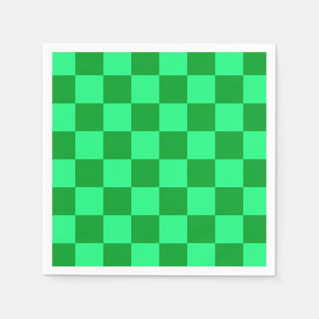 Serviette En Papier Conception du vérificateur vert clair et foncé (Devant)