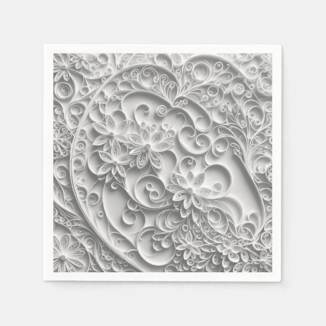 Serviette En Papier Conception Élégante de Quilling Papier de Mariée (Devant)