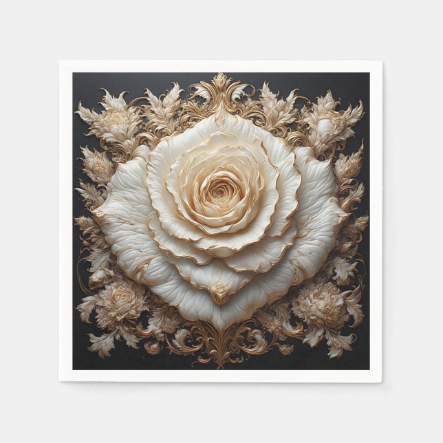 Serviette En Papier Conception florale botanique romantique avec rose  (Devant)