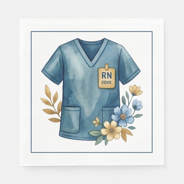 Serviette En Papier Conception Florale de Diplôme d'Infirmière Diplômé (Devant)