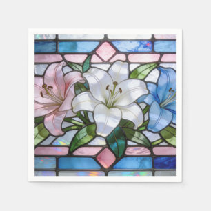 Serviette En Papier Conception florale élégante de lys en verre coloré