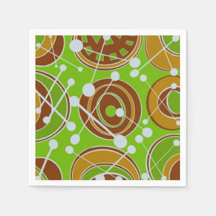 Serviette En Papier Conception géoforme Abstraite en brun, or et vert