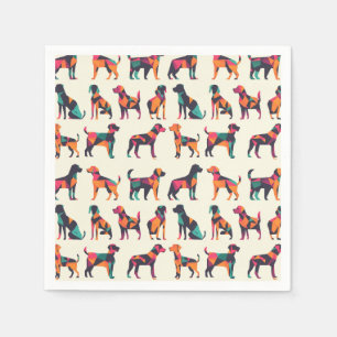 Serviette En Papier Conception géométrique des silhouettes de chien