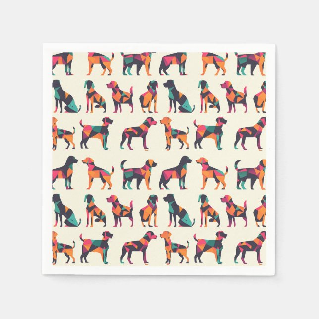 Serviette En Papier Conception géométrique des silhouettes de chien (Devant)