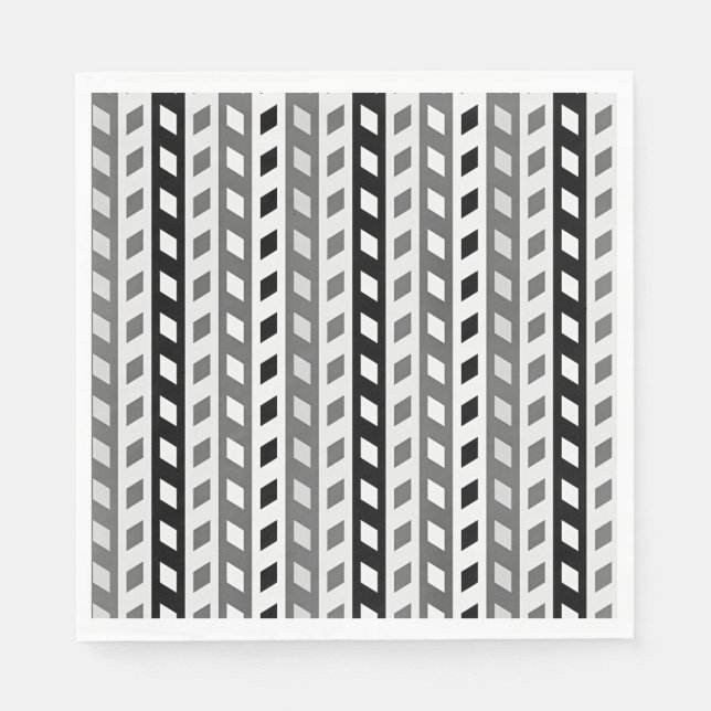 Serviette En Papier Conception géométrique, gris, noir, blanc, (Devant)