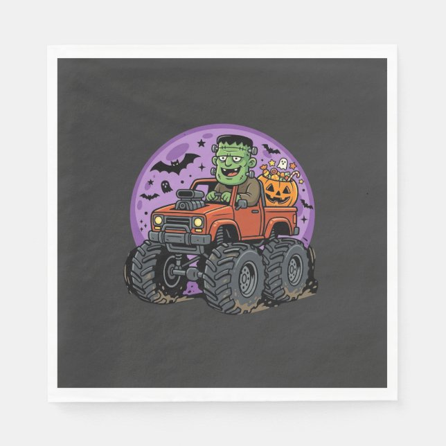 Serviette En Papier Conception graphique de camion monstre Frankenstei (Devant)