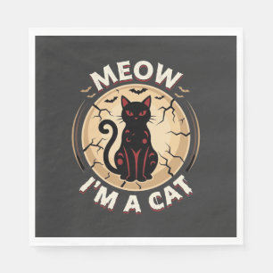 Serviette En Papier Conception graphique de chat Meow Halloween_1