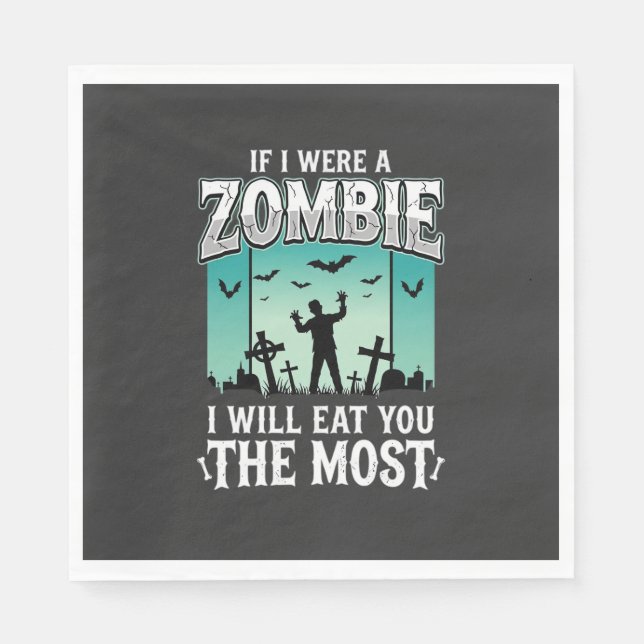 Serviette En Papier Conception Halloween Zombie Je Vous Mangerai_1 (Devant)