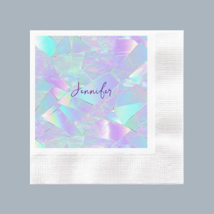 Serviette En Papier Conception iridescente sarcelle et violette, nom e