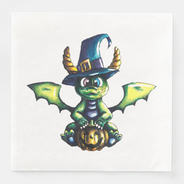 Serviette En Papier Conception magique du dragon d'Halloween (Devant)