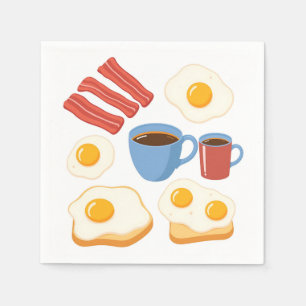 Serviette En Papier Conception moderne à plat d'oeufs de bacon Toast e