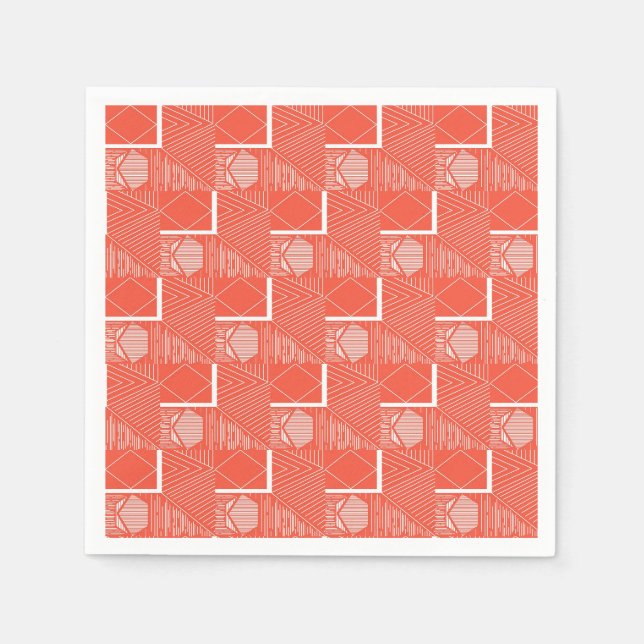 Serviette En Papier Conception moderne de corail chic (Devant)