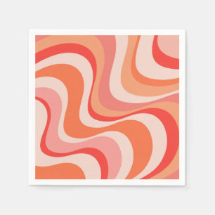 Serviette En Papier Conception moderne et colorée des vagues rétro