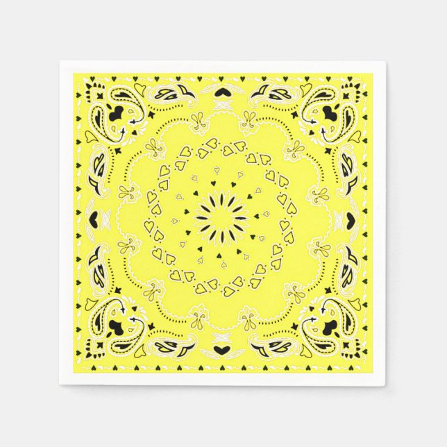 Serviette En Papier Conception orientale jaune (Devant)