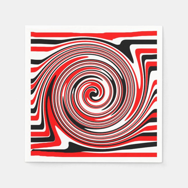 Serviette En Papier Conception psychédélique rouge blanc et noir (Devant)