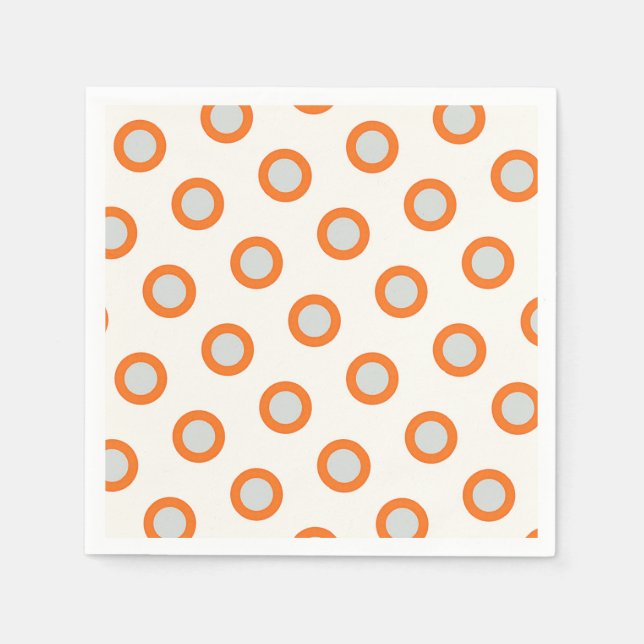 Serviette En Papier Conception rétro à points ronds orange (Devant)