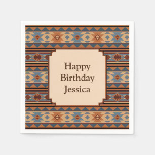 Serviette En Papier Conception sud-ouest Adobe Grey Brown Tribal Motif