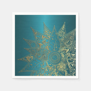 Serviette En Papier Conception tirée par la main de henné mignon de