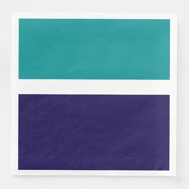 Serviette En Papier Conception turquoise de blocs de couleur bleu blan (Devant)