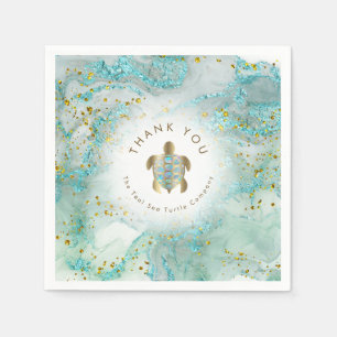 Serviette En Papier Conception turquoise des tortues de mer