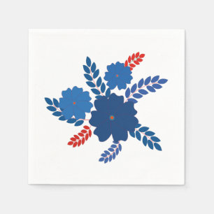 Serviette En Papier Conception vectorielle de fleurs bleues simples