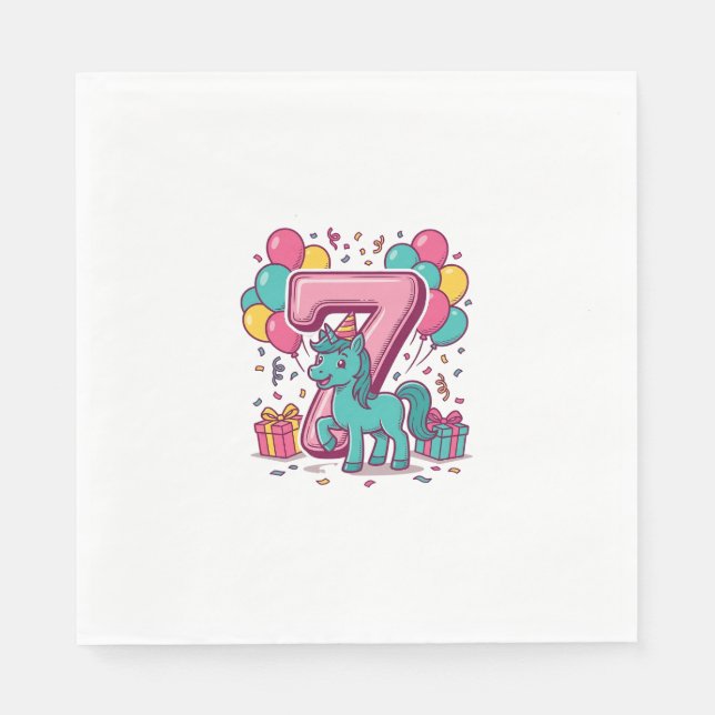 Serviette En Papier Conception vectorielle de poney mignon pour la fêt (Devant)