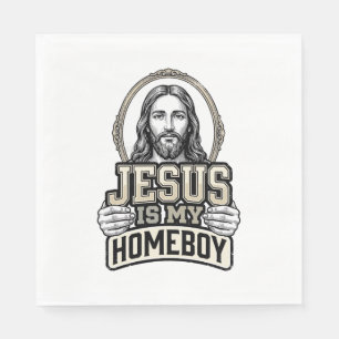 Serviette En Papier Conception vectorielle gravée vintage Jésus est mo