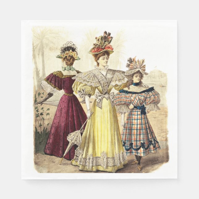 Serviette En Papier Conception Vintage Victorian Ladies (Devant)
