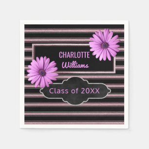 Serviette En Papier Concevez votre propre rayure de fleurs de pourpre