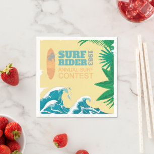 Serviette En Papier Concours de Surf surf Rider  1983