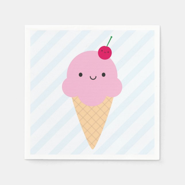 Serviette En Papier Cone de crème glacée Kawaii (Devant)