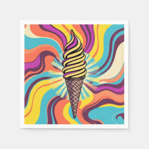 Serviette En Papier Cône de glace Art Pop Psychédélique