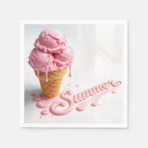 Serviette En Papier Cône de glace rose d'été