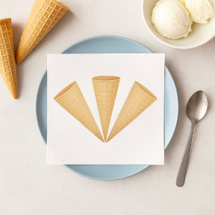 Serviette En Papier Cône de glace triple gaufre dessert d'été