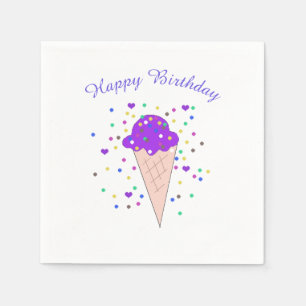 Serviette En Papier Cône de glace violet confetti