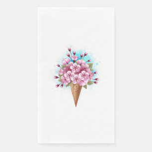 Serviette En Papier Cône rose Sakura crème glacée gaufre