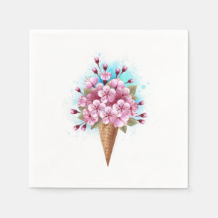 Serviette En Papier Cône rose Sakura crème glacée gaufre