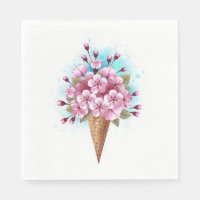 Cône rose Sakura crème glacée gaufre