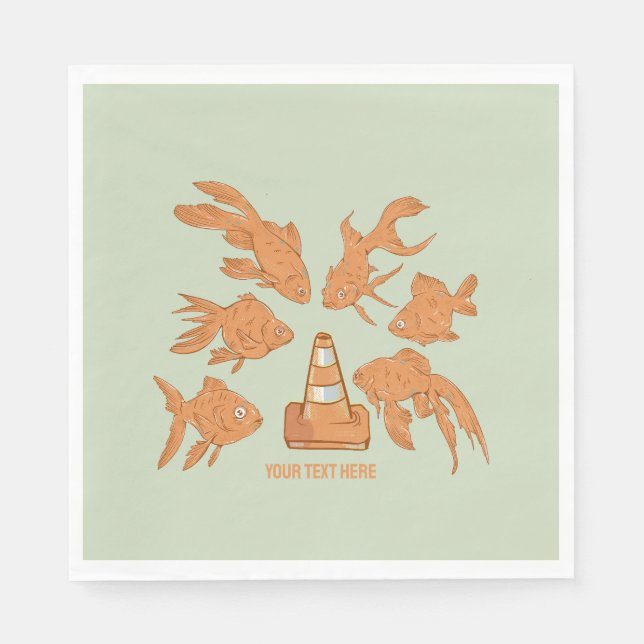Serviette En Papier Cônes de la route et poisson rouge orange (Devant)