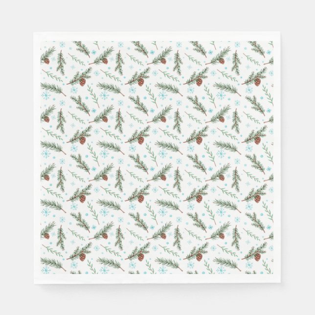 Serviette En Papier Cônes de pin et lacs de neige (Devant)