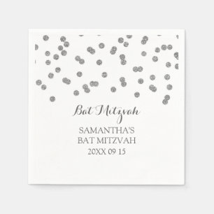 Serviette En Papier Confetti Bat mitzvah personnalisé en argent à la m