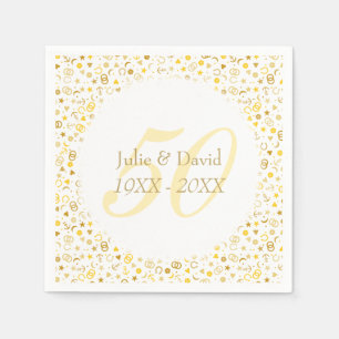 Serviette En Papier Confetti d'or du 50e anniversaire du Mariage