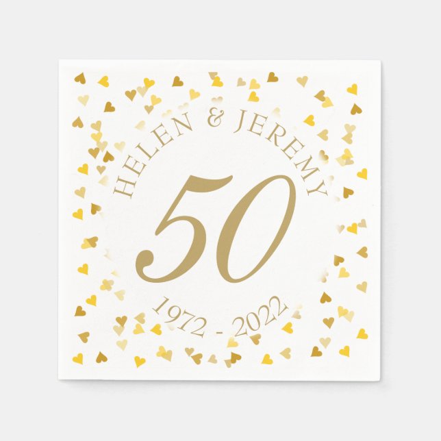 Serviette En Papier Confetti du 50e anniversaire du Mariage (Devant)