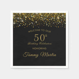 Serviette En Papier Confetti en or opulent 50e Anniversaire Papier ser