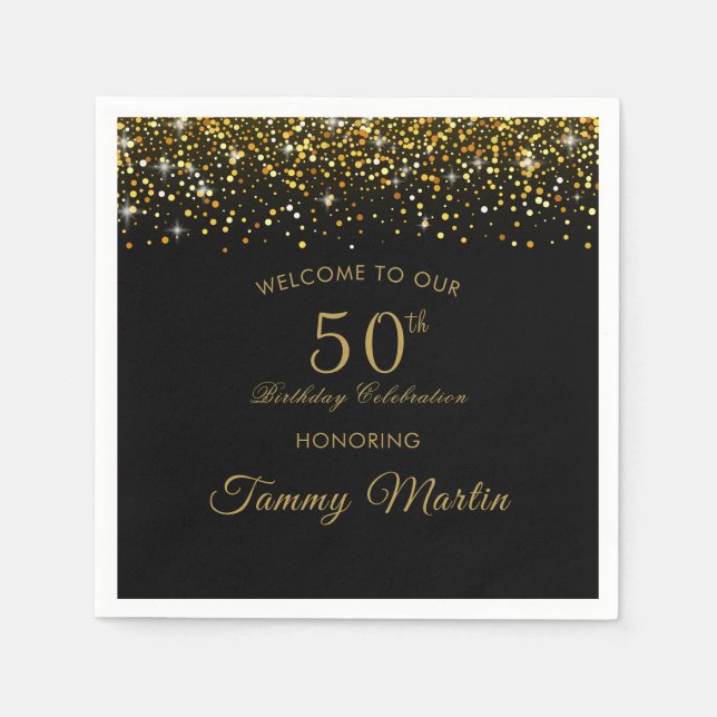 Serviette En Papier Confetti en or opulent 50e Anniversaire Papier ser (Devant)