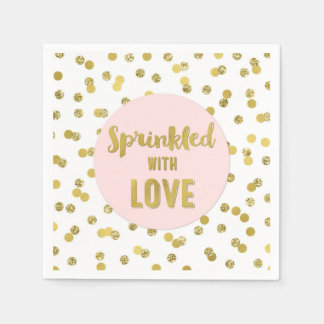 Serviette En Papier Confetti en or rose parsemé d'amour